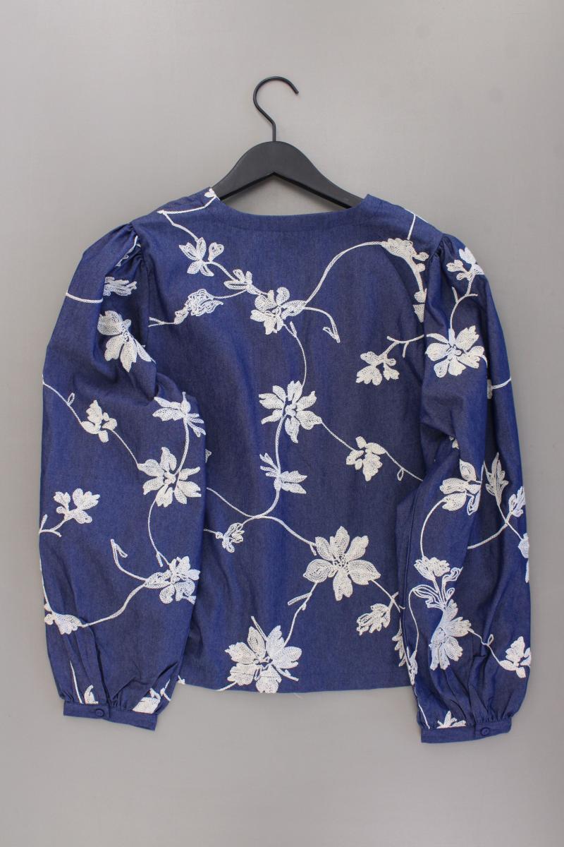 Studio Only Bluse Gr. M mit Blumenmuster neuwertig Langarm blau aus Polyamid