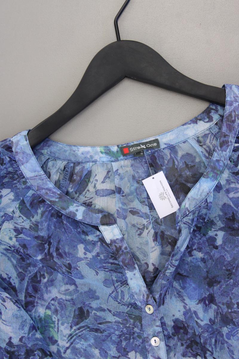 Street One Langarmbluse Gr. 38 mit Blumenmuster blau