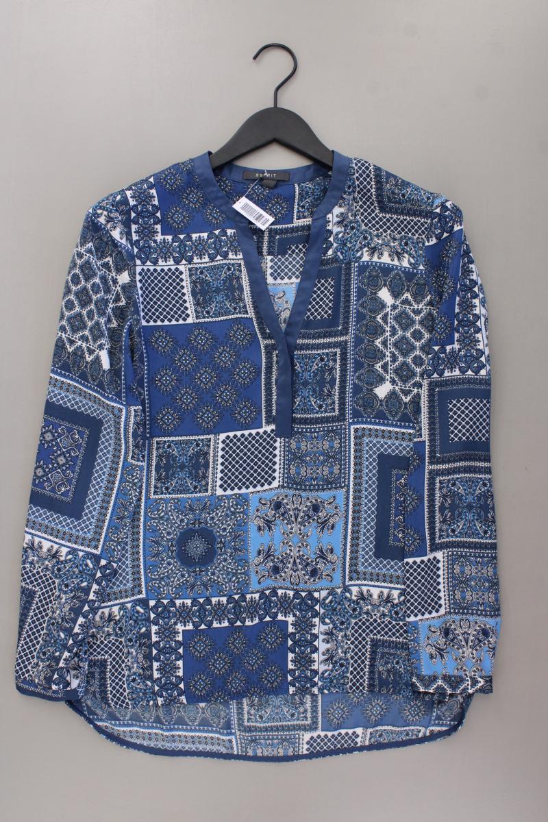 Esprit Langarmbluse Gr. 38 mit Paisleymuster neuwertig blau aus Polyester