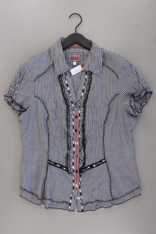 Biba Karobluse Gr. 42 kariert Kurzarm schwarz aus Baumwolle