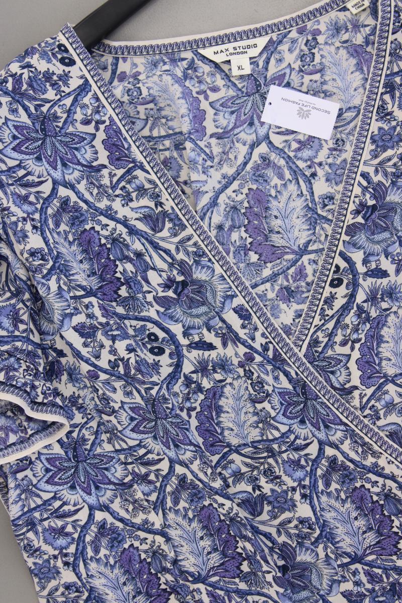 MAX STUDIO Kurzarmkleid Gr. XL mit Blumenmuster blau aus Polyester