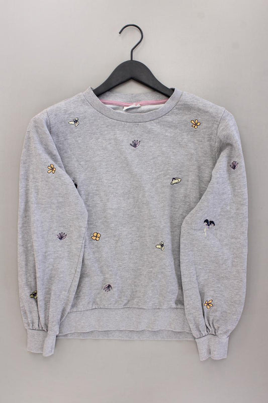 Nümph Langarmpullover Gr. S mit Blumenmuster grau aus Baumwolle