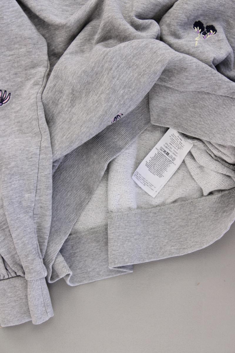 Nümph Langarmpullover Gr. S mit Blumenmuster grau aus Baumwolle
