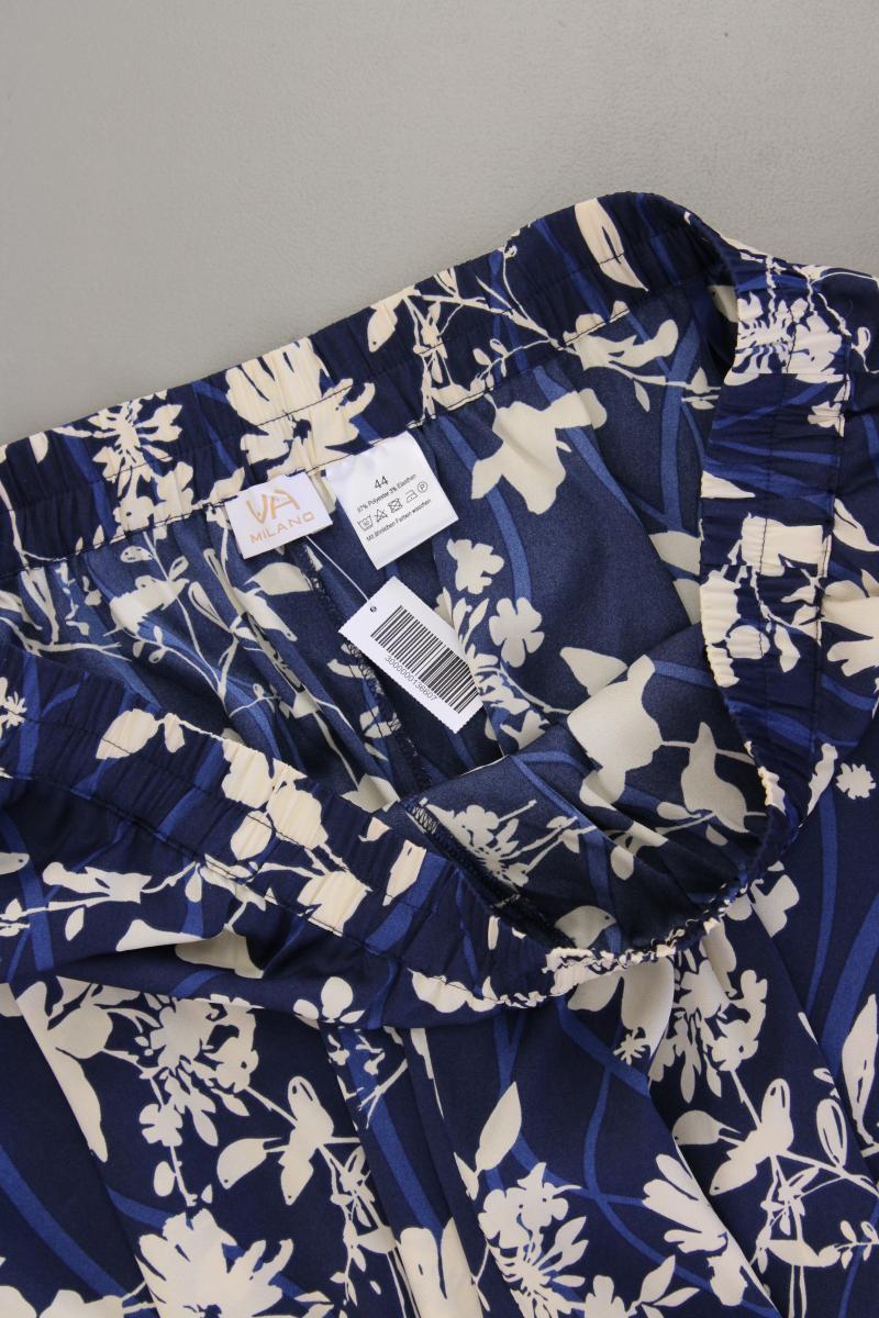 VA Milano Stretchhose Gr. 44 mit Blumenmuster neuwertig blau aus Polyester