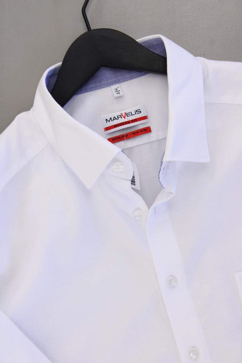 MARVELIS Langarmhemd für Herren Gr. Hemdgröße 46 weiß aus Baumwolle