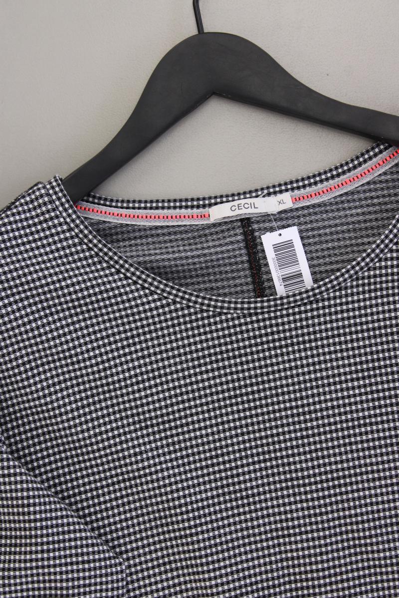 Cecil Langarmbluse Gr. XL geometrisches Muster grau aus Baumwolle