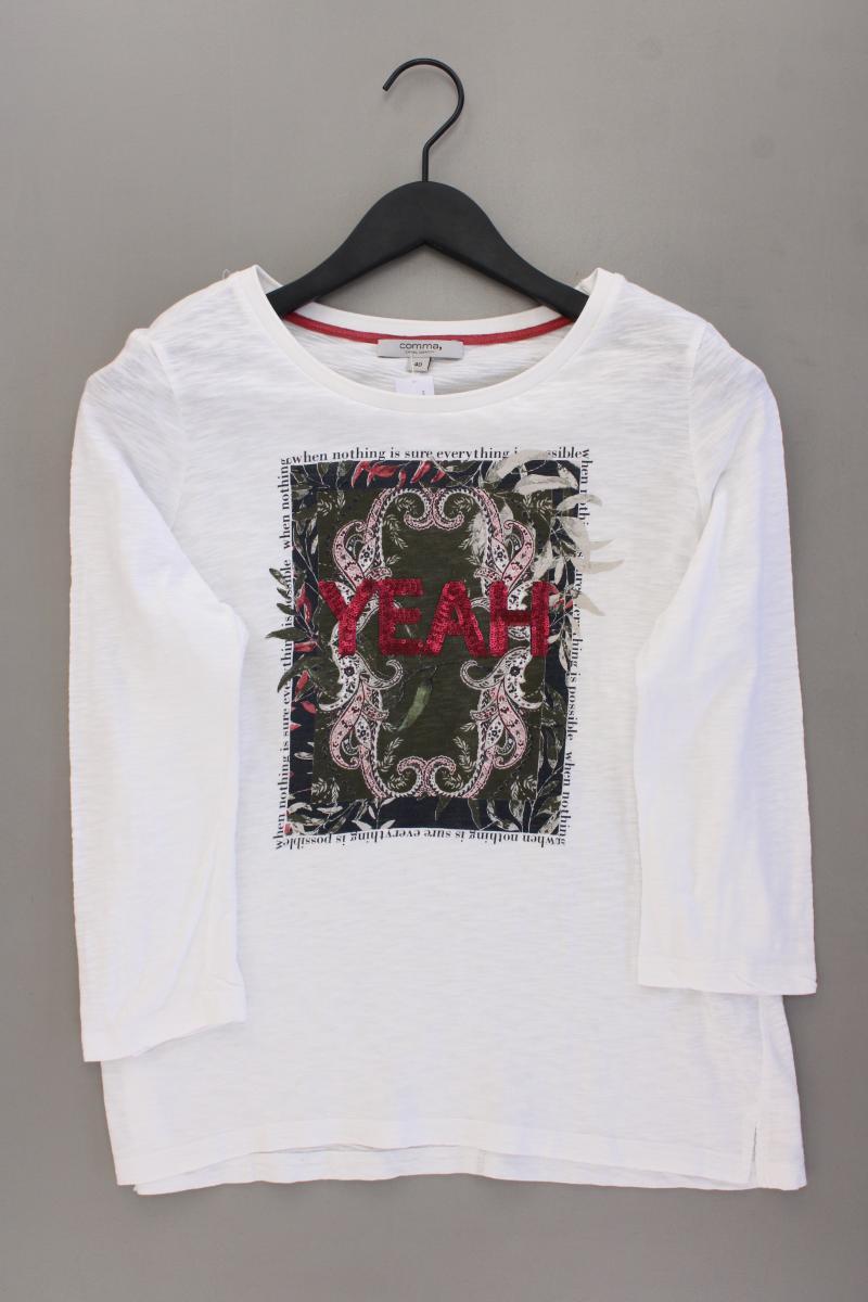 comma, Classic Shirt Gr. 40 3/4 Ärmel mit Pailletten weiß aus Baumwolle