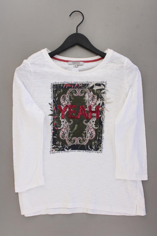 comma, Classic Shirt Gr. 40 3/4 Ärmel mit Pailletten weiß aus Baumwolle