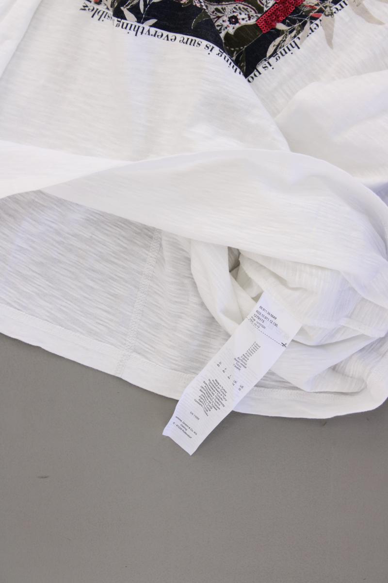 comma, Classic Shirt Gr. 40 3/4 Ärmel mit Pailletten weiß aus Baumwolle