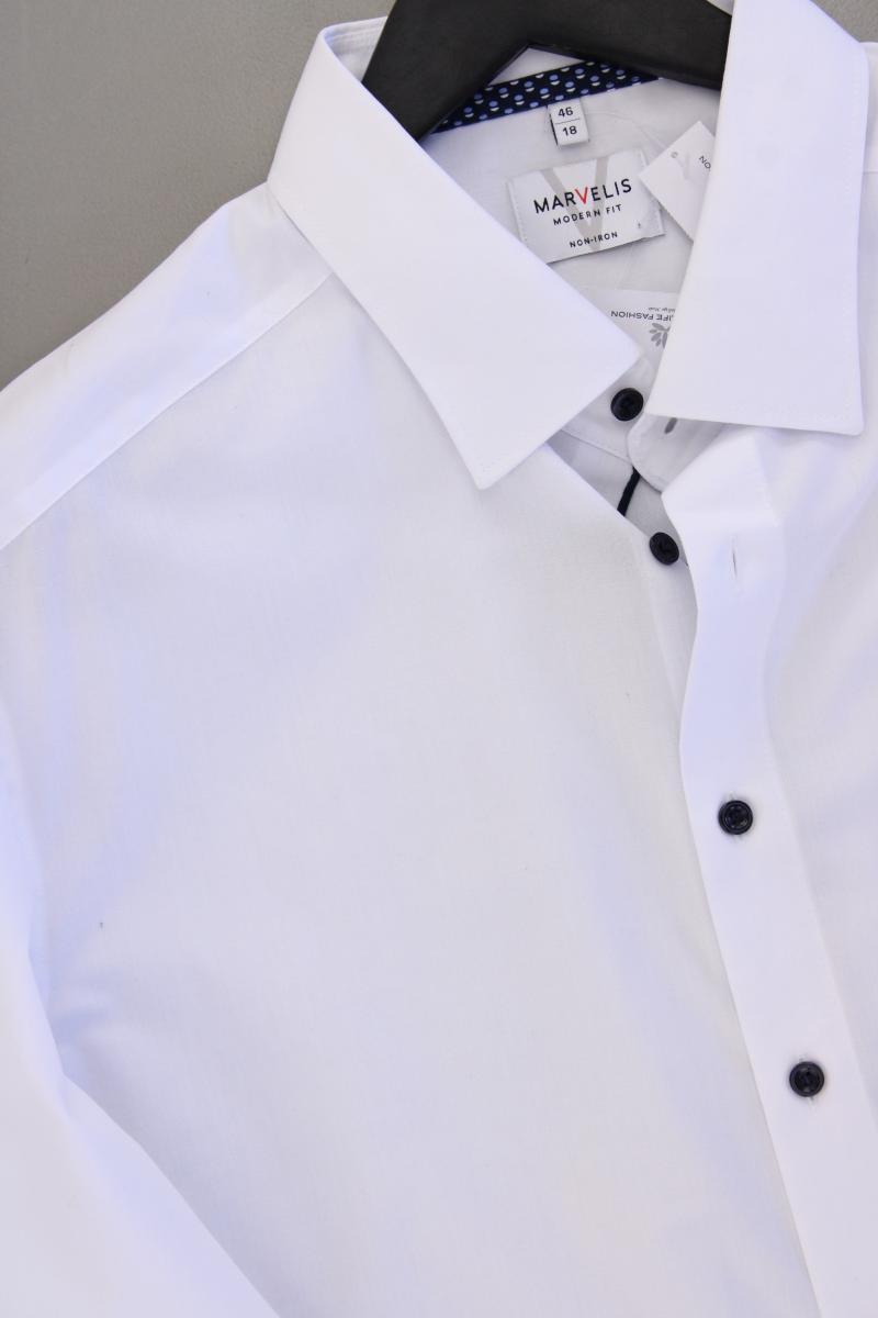 MARVELIS Langarmhemd für Herren Gr. Hemdgröße 46 weiß aus Baumwolle
