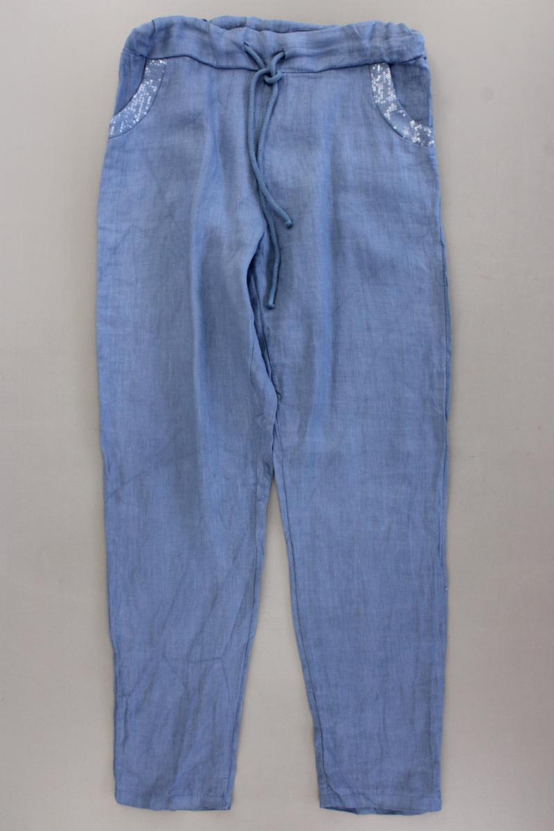 Leinenhose Gr. M mit Pailletten blau