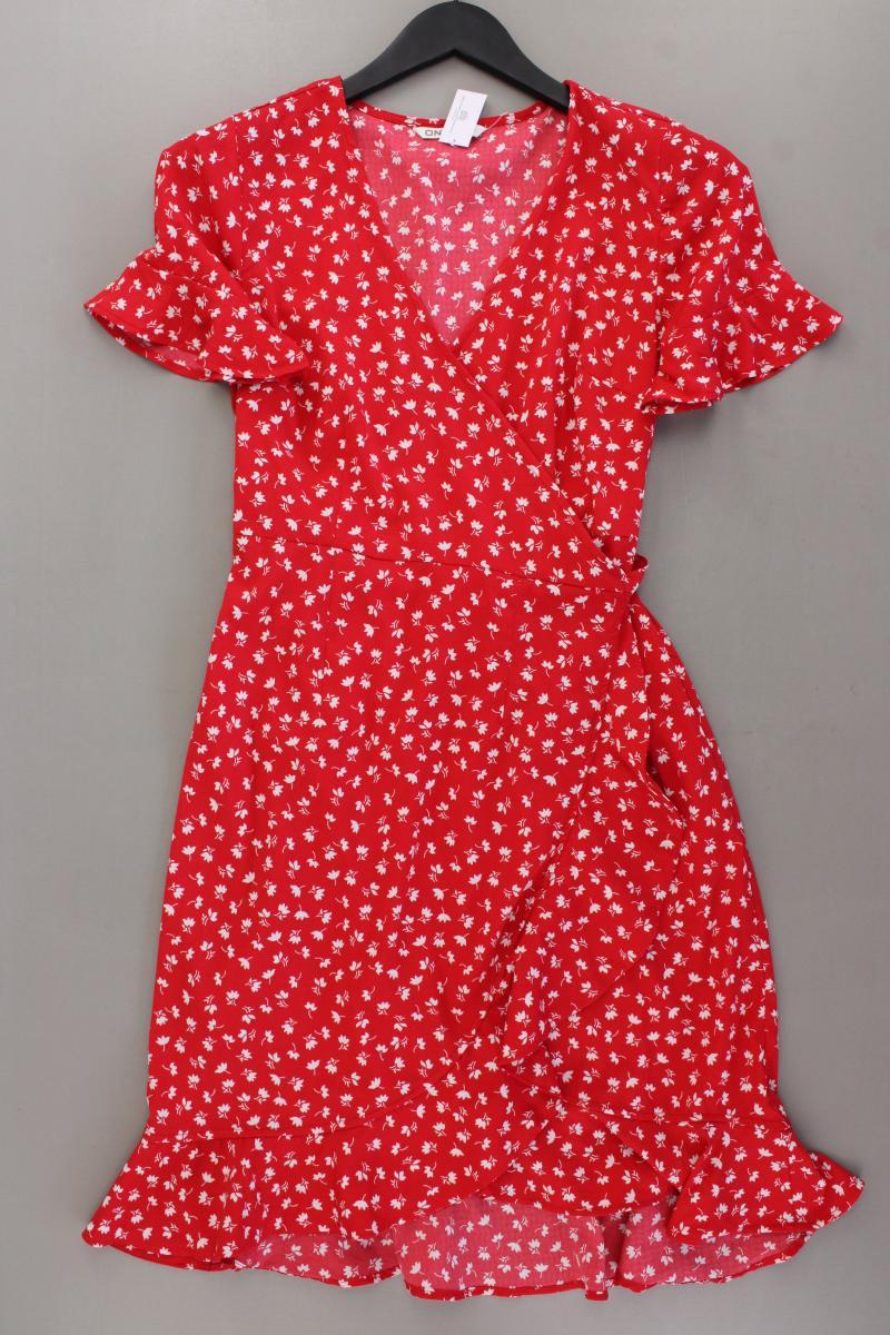 Only Wickelkleid Gr. 36 mit Blumenmuster Kurzarm rot aus Polyester