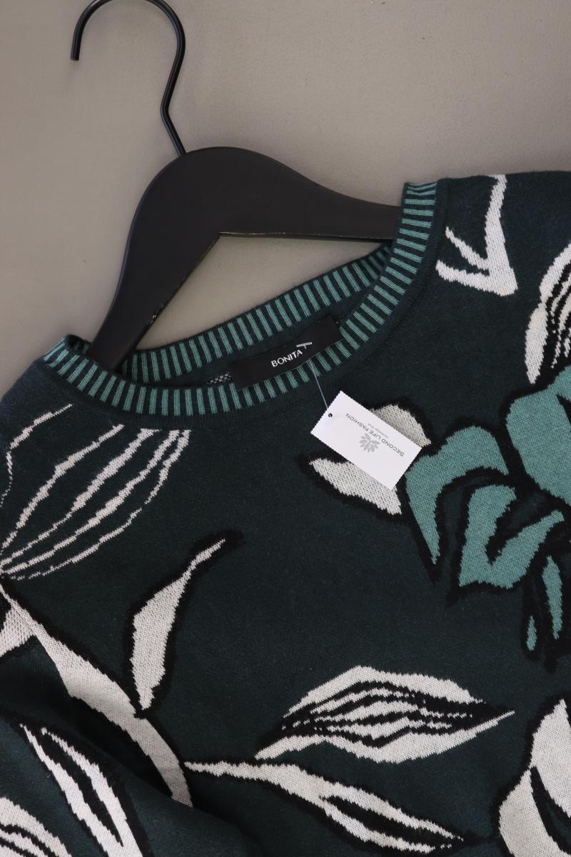 Bonita Feinstrickpullover Gr. M mit Blumenmuster grün aus Viskose