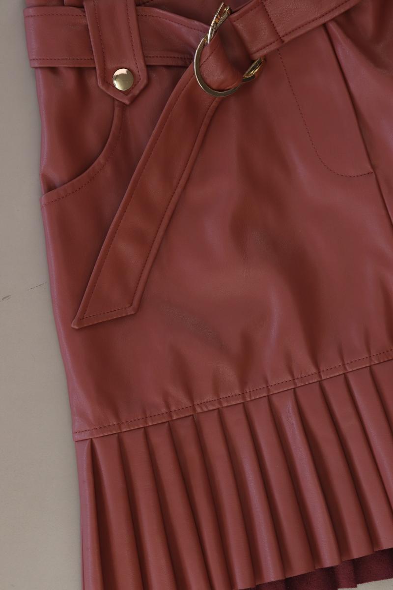 Zara Kunstlederrock Gr. L rot aus Polyacryl