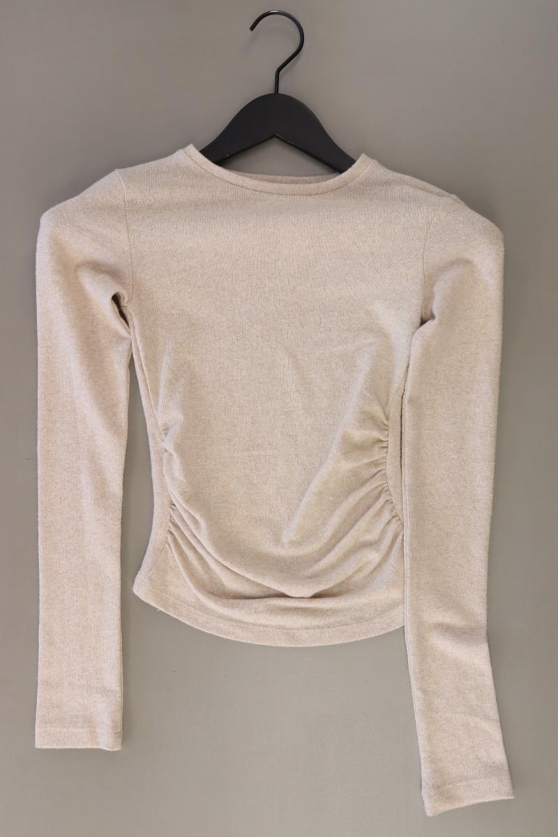 Pull&Bear Longsleeve-Shirt Gr. XS Langarm creme aus Polyester