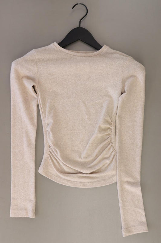 Pull&Bear Longsleeve-Shirt Gr. XS Langarm creme aus Polyester