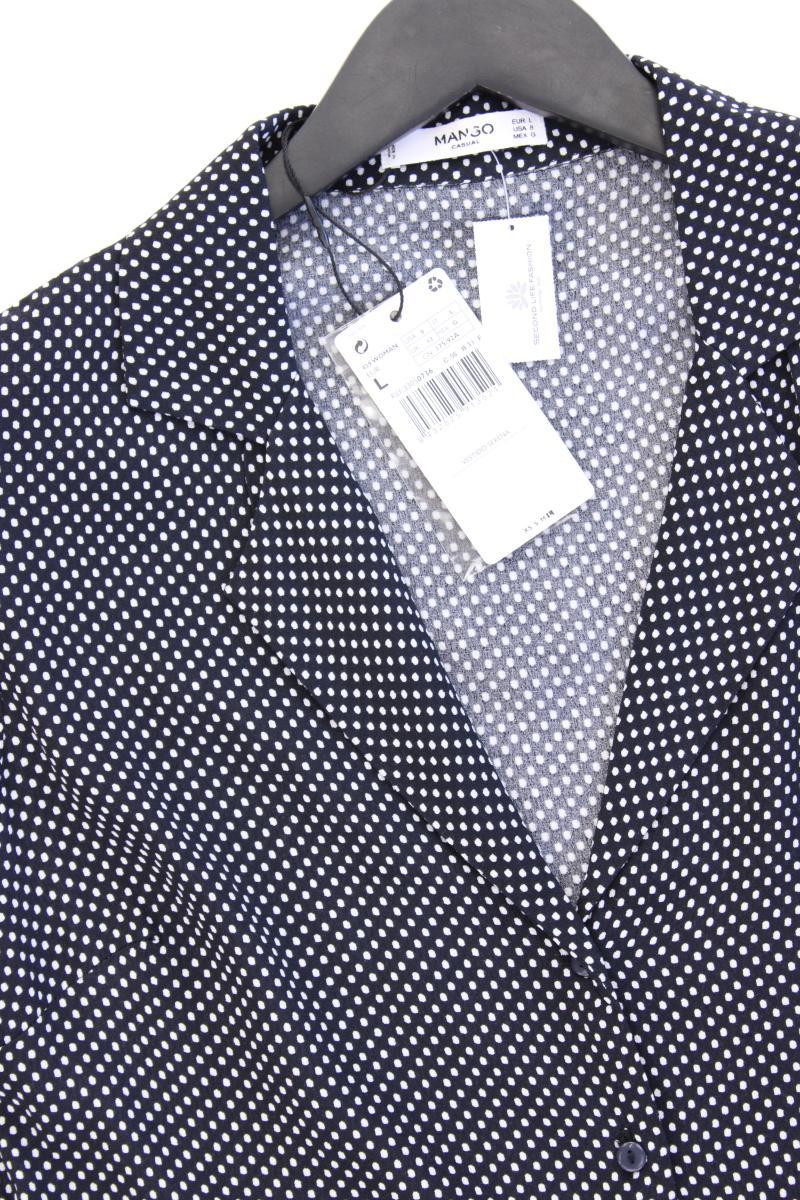 Mango Kurzarmkleid Gr. L gepunktet neu mit Etikett blau aus Viskose