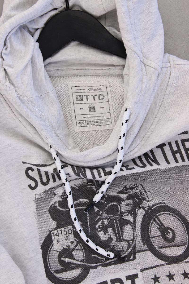 Tom Tailor (Denim) Hoodie für Herren Gr. L neuwertig grau aus Baumwolle