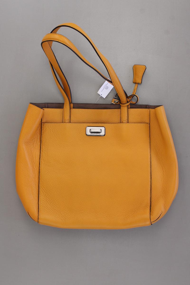 Braun Büffel Schultertasche neuwertig gelb aus Leder