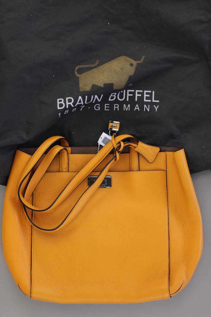 Braun Büffel Schultertasche neuwertig gelb aus Leder