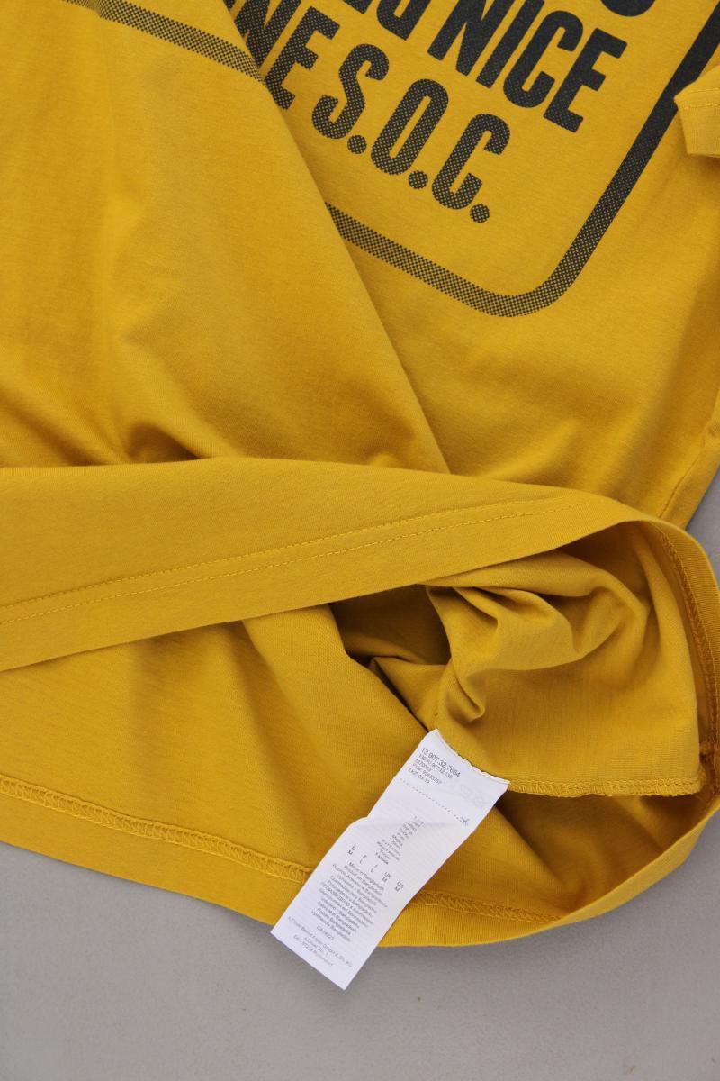 s.Oliver Printshirt für Herren Gr. M Kurzarm gelb aus Baumwolle
