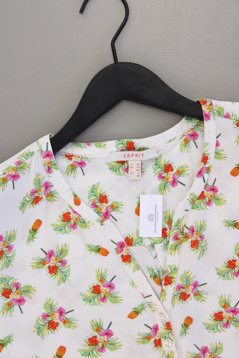 Esprit Bluse mit Ananasmuster Gr. 36 Kurzarm mehrfarbig