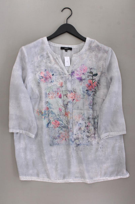 Bonita Classic Bluse Gr. 44 mit Blumenmuster 3/4 Ärmel grau