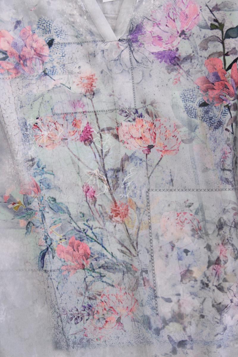 Bonita Classic Bluse Gr. 44 mit Blumenmuster 3/4 Ärmel grau