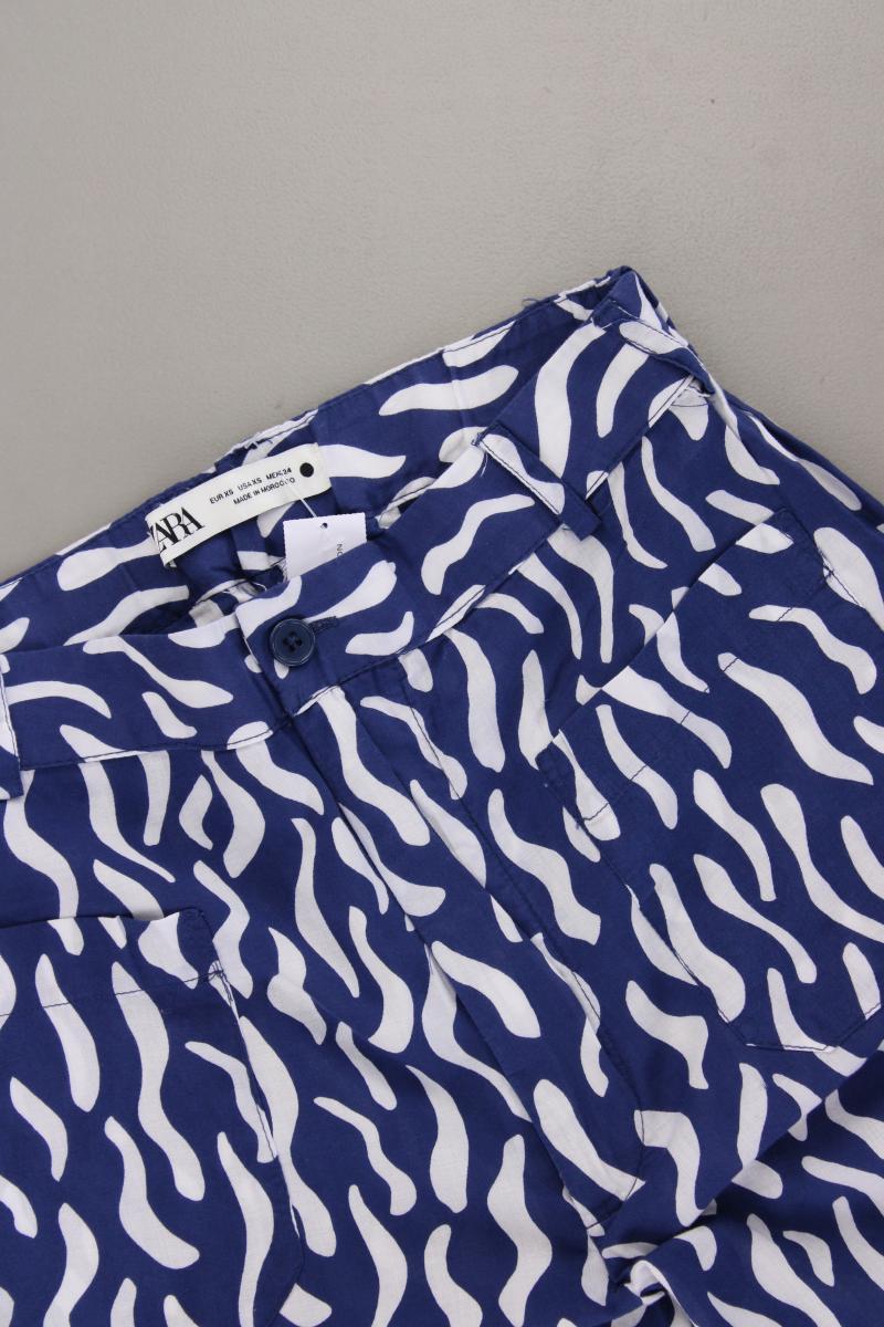 Zara Stoffhose Gr. XS geometrisches Muster blau
