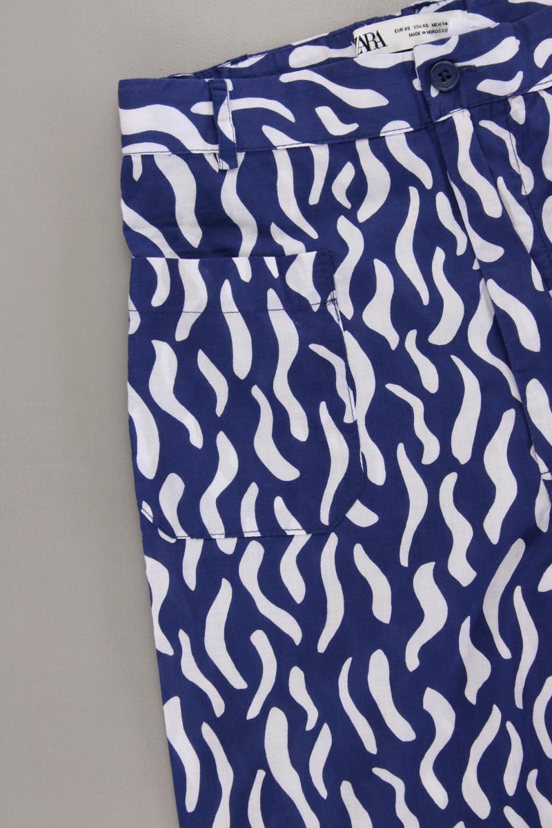 Zara Stoffhose Gr. XS geometrisches Muster blau