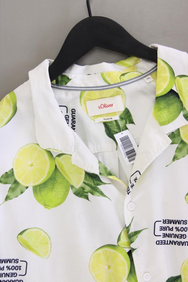 s.Oliver Hemd mit Limettenmuster für Herren Gr. XXL Kurzarm mehrfarbig