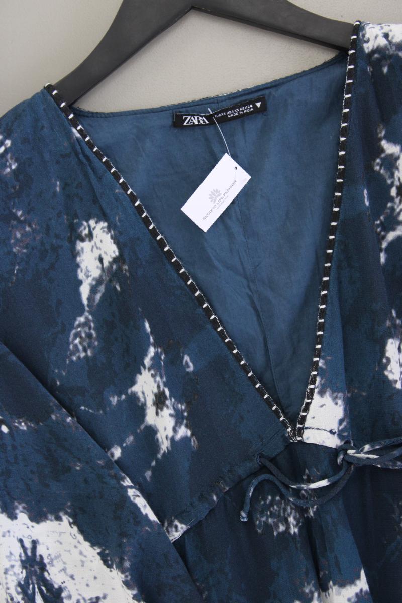 Zara Tunika Kleid Gr. XS mit Batikmuster 3/4 Ärmel blau