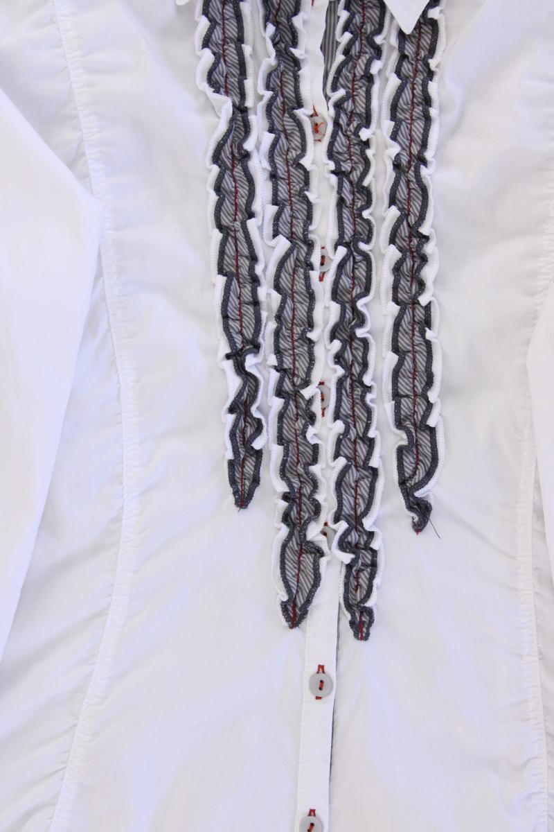 Biba Rüschenbluse Gr. 40 Langarm weiß aus Baumwolle