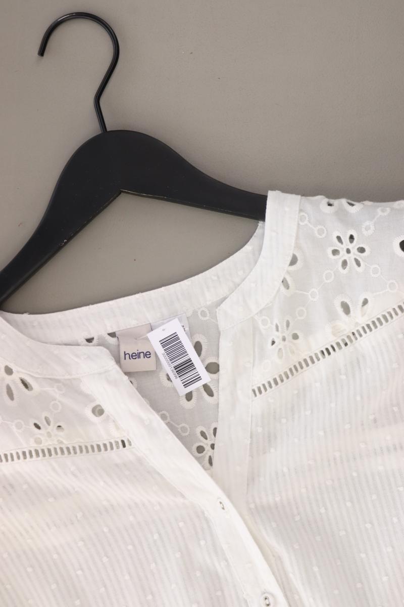 Heine Oversize-Bluse Gr. 38 mit Blumenmuster 3/4 Ärmel weiß aus Baumwolle