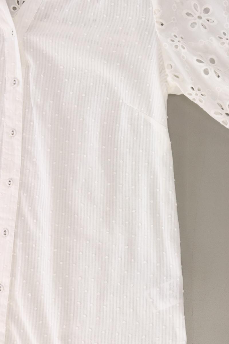 Heine Oversize-Bluse Gr. 38 mit Blumenmuster 3/4 Ärmel weiß aus Baumwolle