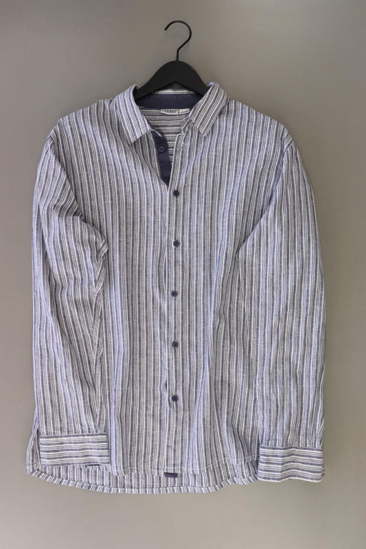Leinenhemd von Livergy für Herren Gr. XL gestreift Langarm blau