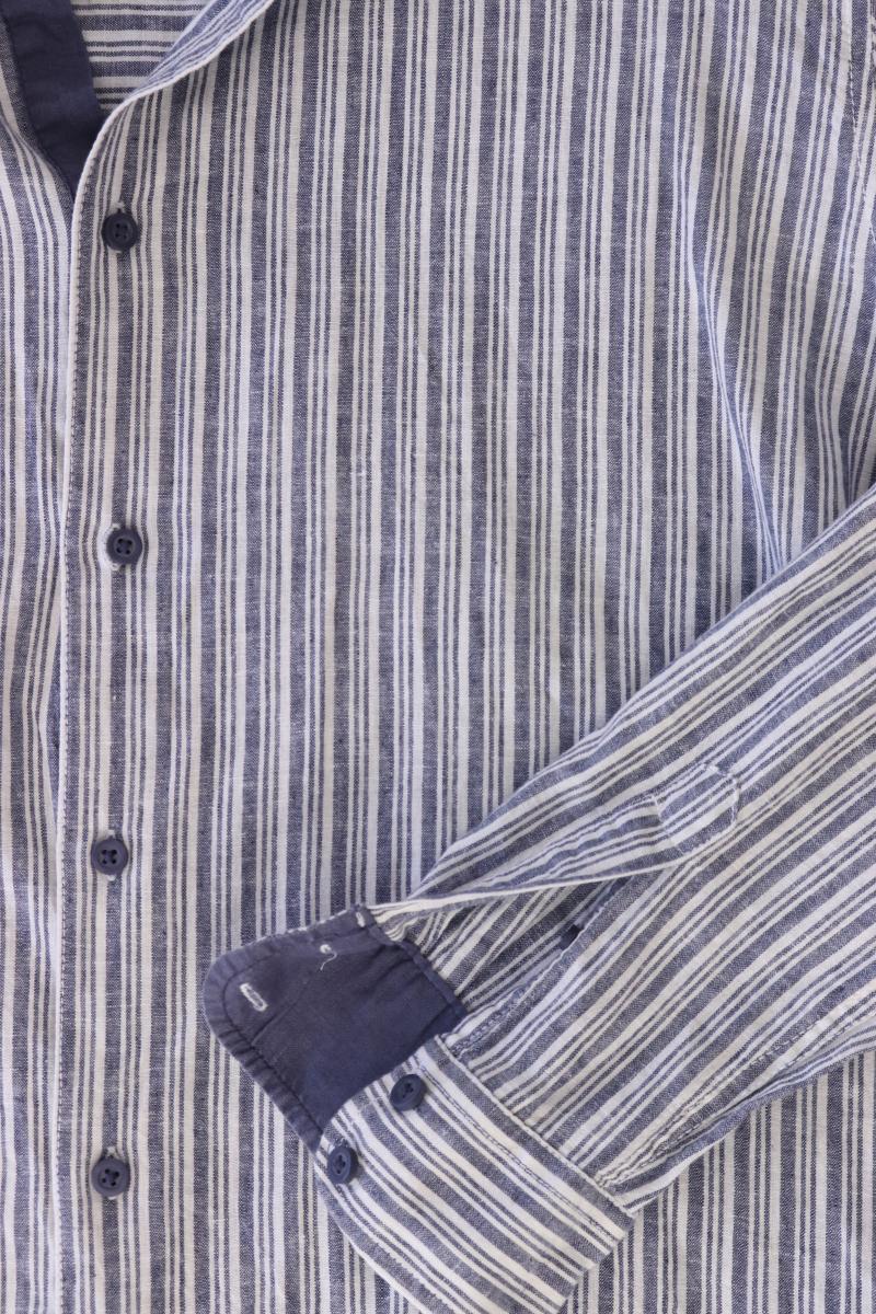 Leinenhemd von Livergy für Herren Gr. XL gestreift Langarm blau