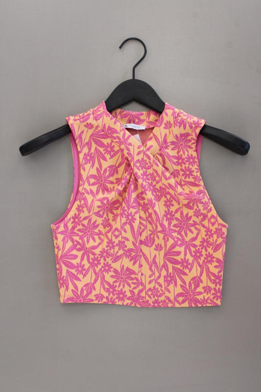 Zara Crop Top Gr. M mit Blumenmuster mehrfarbig aus Polyester