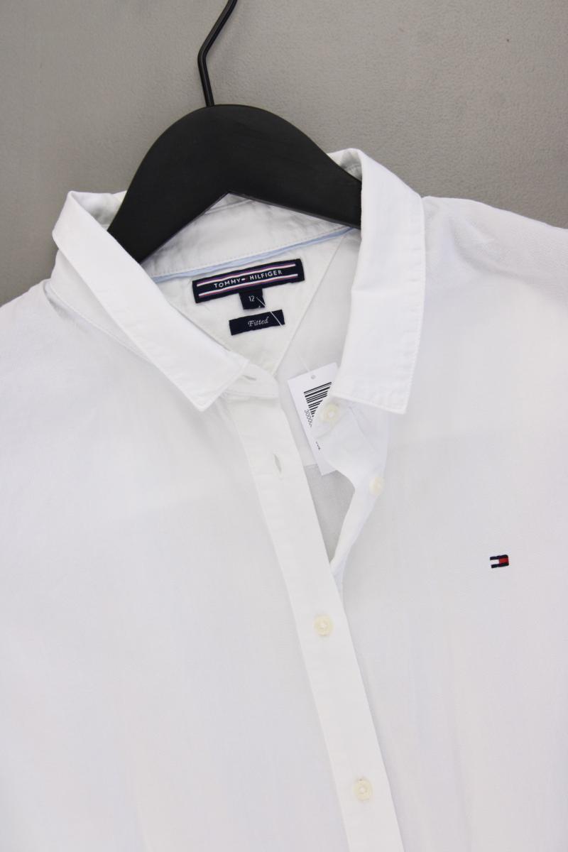 Tommy Hilfiger Kurzarmbluse Gr. UK 12 (L) weiß aus Baumwolle
