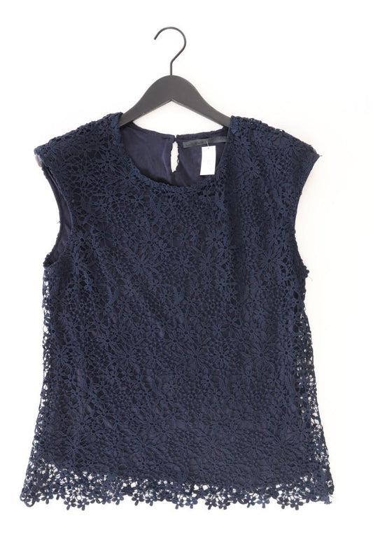Luxzuz Shirt mit Spitze Gr. L mit Blumenmuster Kurzarm blau aus Polyester