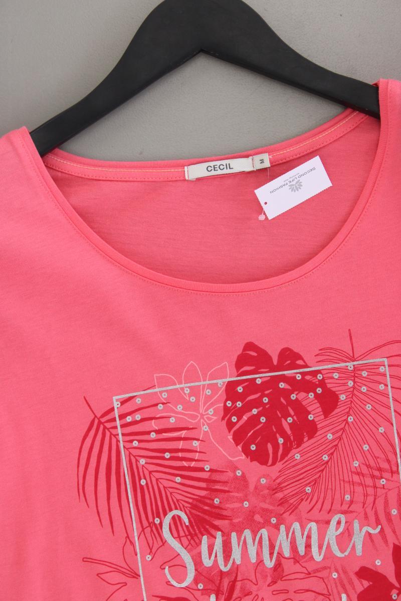 Cecil Printshirt Gr. M neuwertig Kurzarm rosa aus Baumwolle