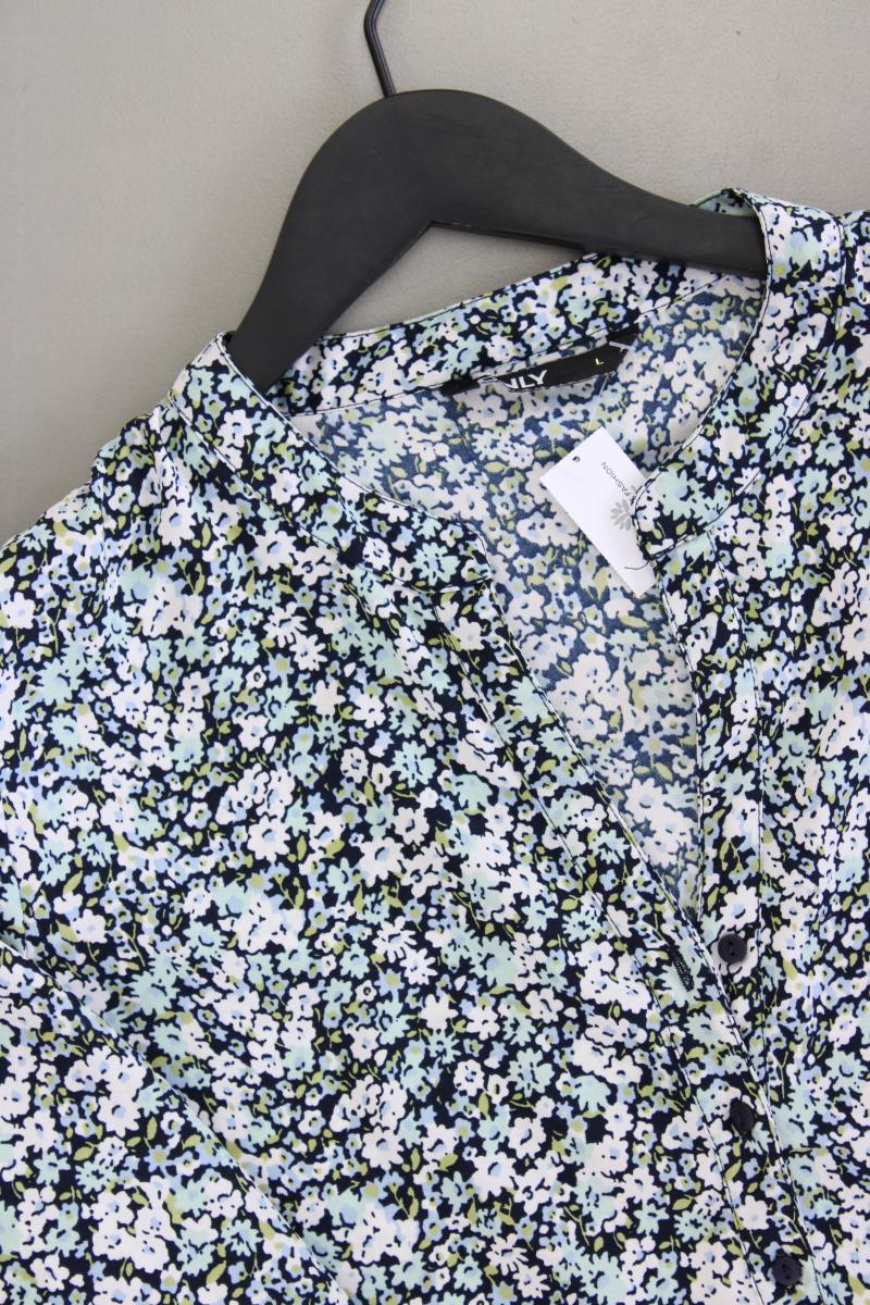 Only Blusenkleid Gr. L mit Blumenmuster Langarm blau