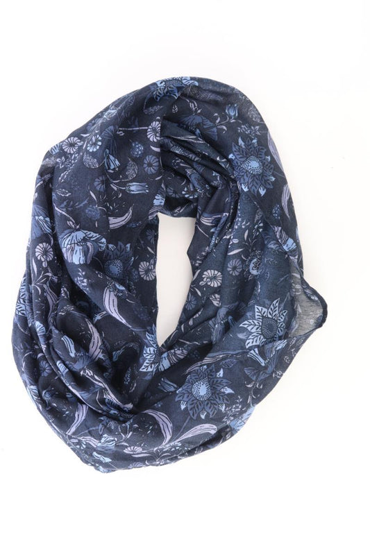 Tuch mit Blumenmuster blau aus Polyester