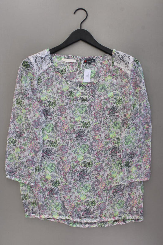 Street One Classic Bluse Gr. 42 mit Blumenmuster 3/4 Ärmel mehrfarbig aus Nylon