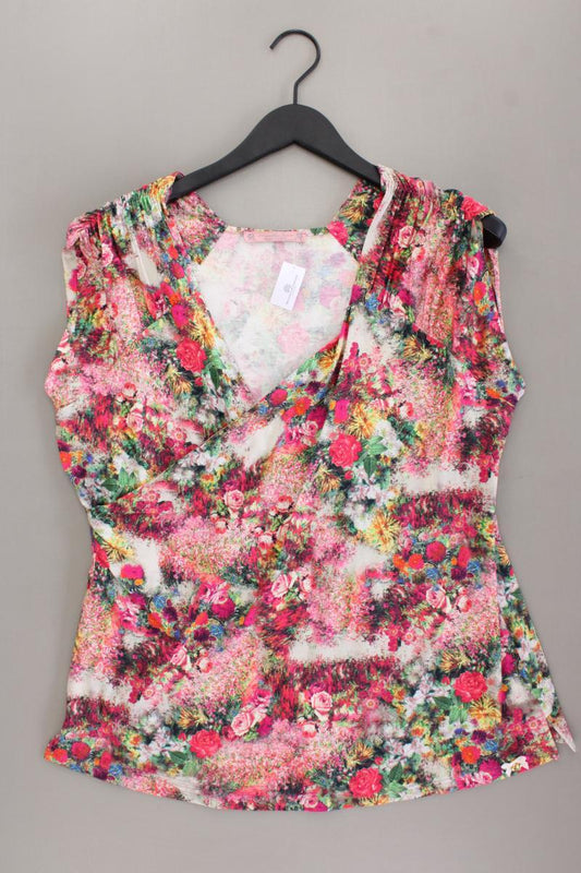 Himmelblau Shirt mit V-Ausschnitt Gr. 46 mit Blumenmuster neuwertig Kurzarm