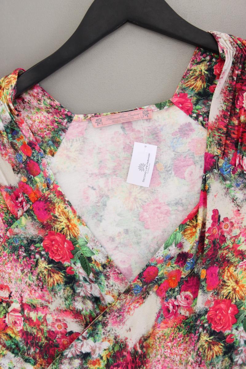 Himmelblau Shirt mit V-Ausschnitt Gr. 46 mit Blumenmuster neuwertig Kurzarm