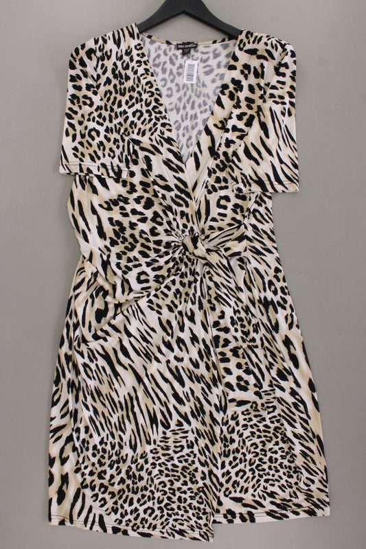 Nina Leonard Kleid Gr. XL mit Tierdruck Kurzarm braun aus Polyester