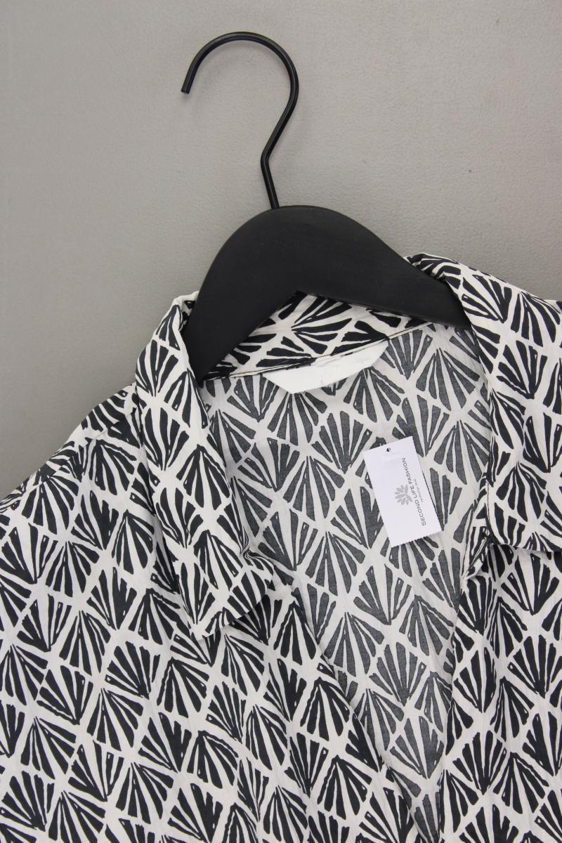 H&M Crop Bluse Gr. 48 geometrisches Muster Kurzarm grau