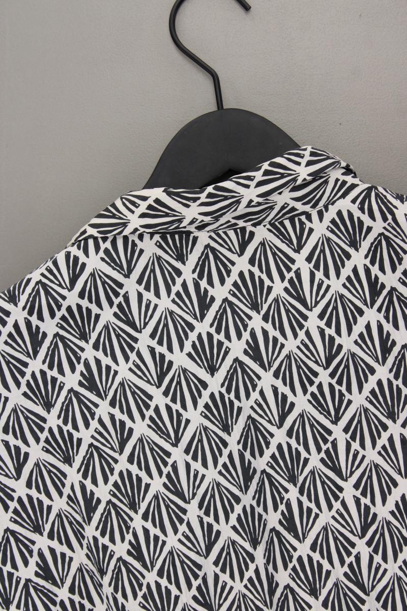 H&M Crop Bluse Gr. 48 geometrisches Muster Kurzarm grau