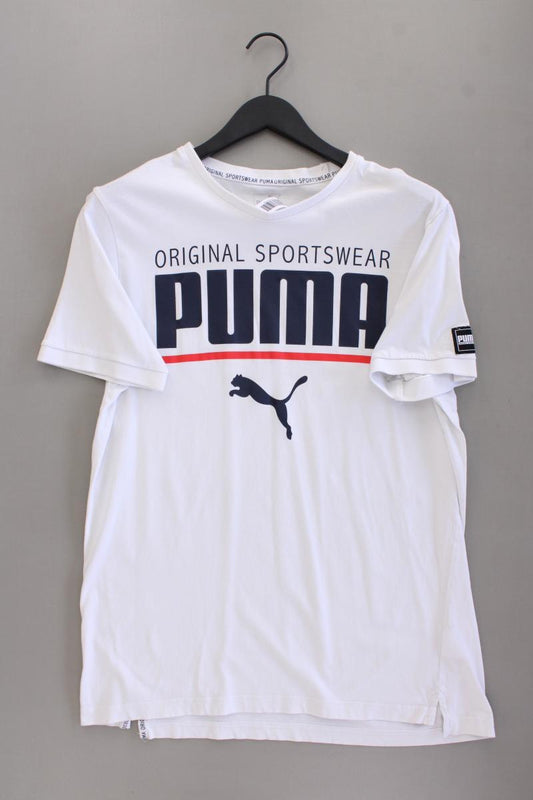 Puma Printshirt für Herren Gr. L Kurzarm weiß aus Baumwolle
